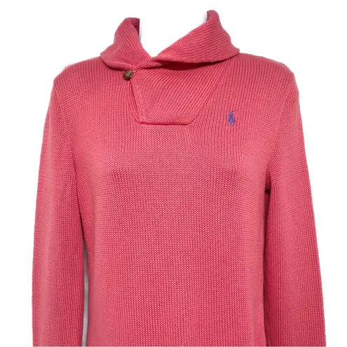 NEW Vintage Polo Ralph Lauren Sport Shawl Collar Pullover Sweater Knit Top RL Purple Size M
