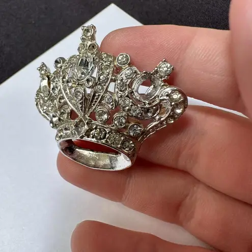 Vintage Signed Coro Rhinestone Royal Crown Brooch Pin