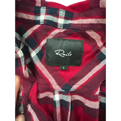 Rails Hunter Plaid Carmine Navy Red Plaid Button Up Long Sleeve Shirt Size L