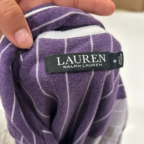 Lauren Ralph Lauren Purple Pinstripe Pajama Set Size M Long Sleeve Button Top Pa Size M