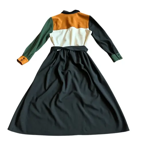 Chinti & Parker Long Sleeve Color Block Dress Knee Length w/ Belt Size 4 Women's Black