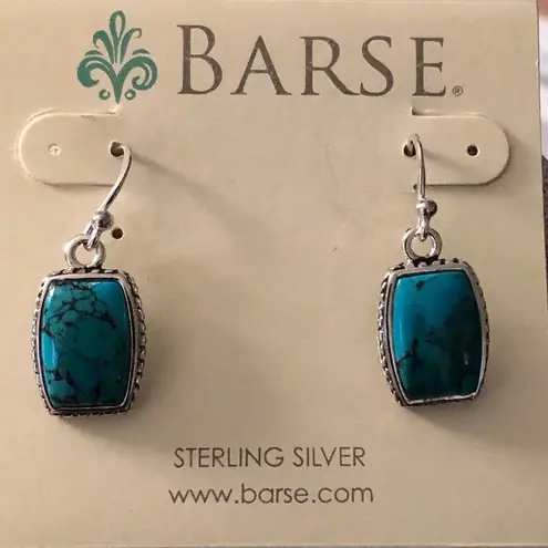 Sterling Silver BARSE Turquoise Rope Braid Framed Drop Earrings