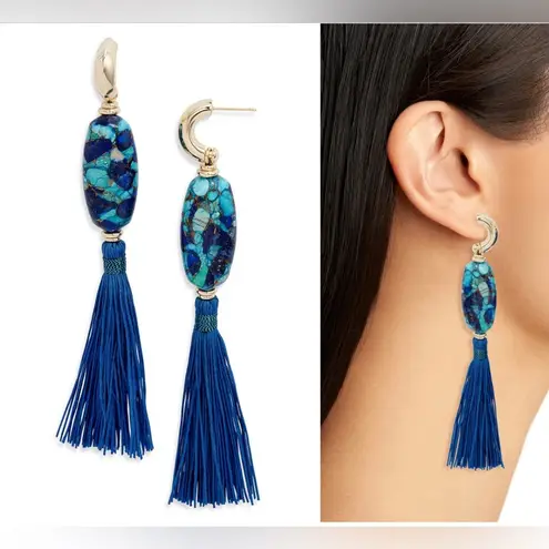 Kendra Scott NWT  Blue Mix gold Insley Tassel Earrings