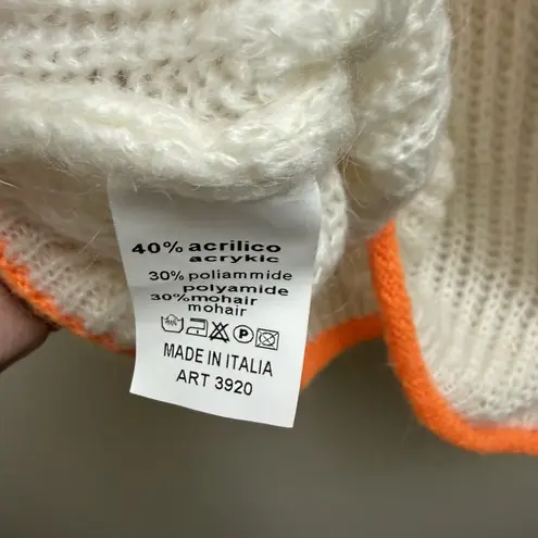 NWT Easy Clothes Ecru And Orange Ricky Knit Sweater One Size Size L