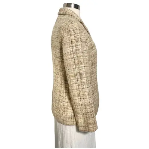 Neutral Tweed Wool Blazer Jacket By Lafayette 148 New York Size 4