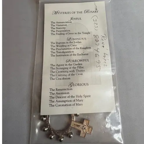 Religious Catholic Mortuaries Finger Rosary Ring Cross Italy INRI Jesus Silver