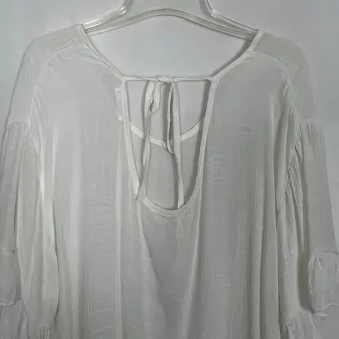 Ekouger Pullover Gauzy White Tunic Dress/Bikini Cover Up Size Medium