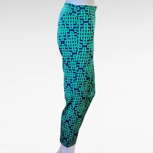 Mud Pie Sandra blue green geo ankle pants size small