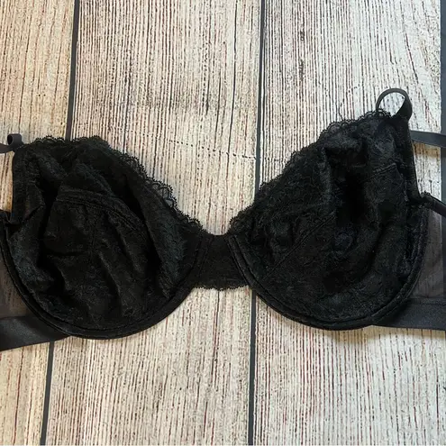 Maidenform Y2K Black Chantilly Underwire Balconette Lace Bra Womens Size 40C