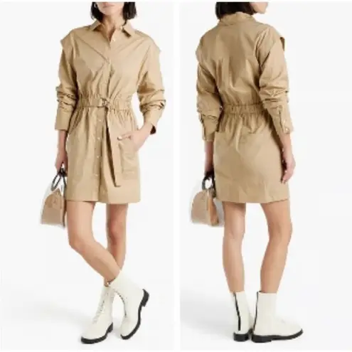 Derek Lam 10 Crosby - Hadley Ruched Sleeve Shirt Dress in Light Khaki Size 6