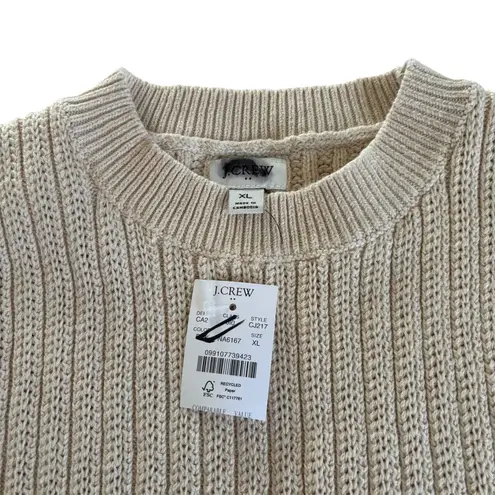 J.Crew Fringe Sweater Tank Dusty Ivory Ribbed Knit Crewneck Cotton Top Size XL