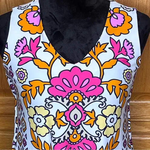 Jude Connally Jacey Floral Damask Paisley Block Bright Geometric Print Dress XS Pink