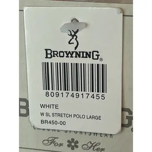 Browning Sleeveless Top Womens Large White V Neck Button Collared Tank Shirt NWT