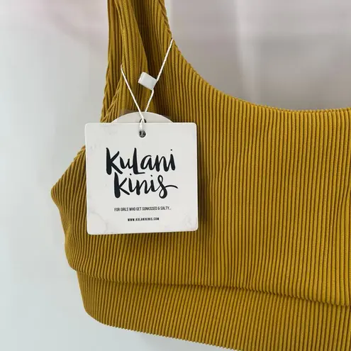 Kulani Kinis Bikini Top Medium NWT Crop Ribbed Mustard Swim Beach Rib Resort