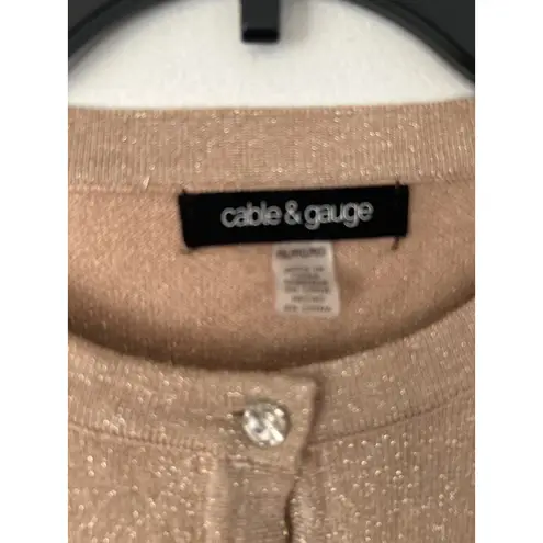 Cable & Gauge Womens Tan Glitter Knit Cardigan Button Up Long Sleeve Top XLP