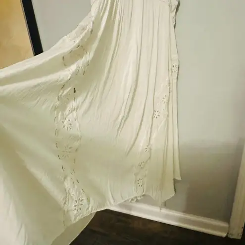 Ramy Brook Ivory Crepe Hourglass V-Neck Sleeveless Lace Cutout Dress Size 10