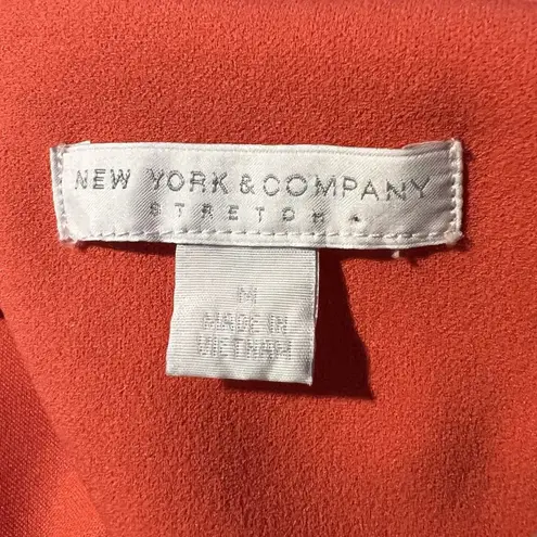 New York & Company Coral Stretch Wide Leg Jumpsuit M Casual Career Vacation Orange Size M