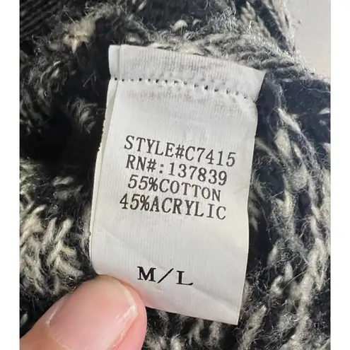 Dreamers Grey And Black Fair Isle Aztec Open Knit Cardigan Sweater