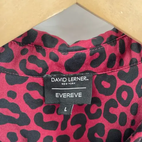 David Lerner x EVEREVE Shirt Size Large Button Down Blouse Top Animal Print