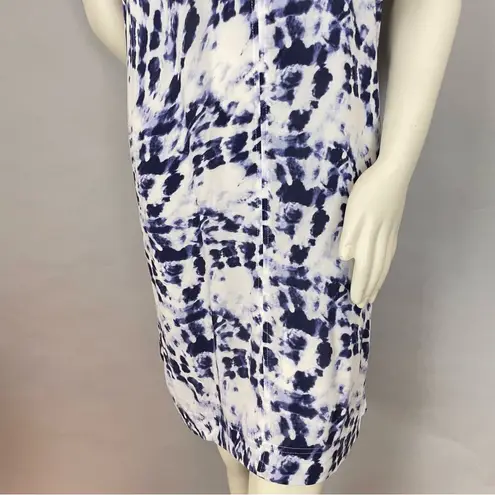Bobeau Studio B by Dress Tie-Dye Blue White Shift Size Large Short Sleeve Rayon