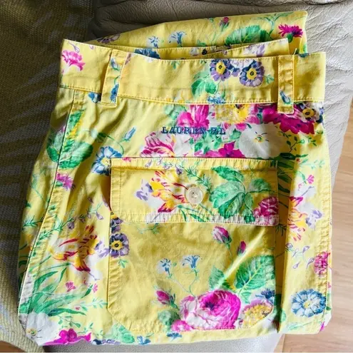 Ralph Lauren Classic  garden party capri pants size 14 Yellow 100% Cotton