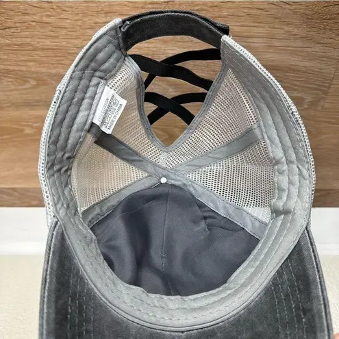 NWOT WomenâsâGray Distressed Criss Cross Back PonytailâHat Gray