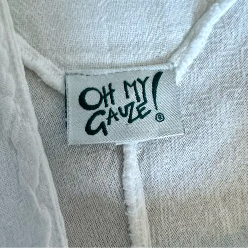 Oh My Gauze Cotton Midi Dress Size 1 S/M White Boho Lagenlook Beachy Coastal Size M