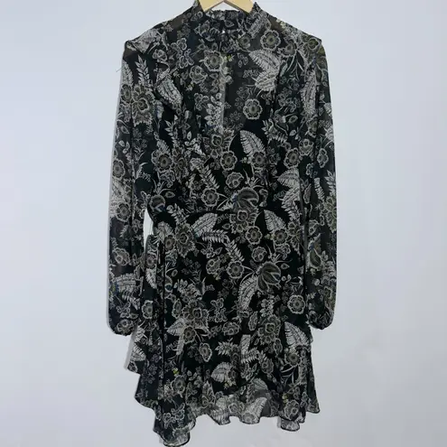 Bailey 44 Viola Floral Ruffle Chiffon Minidress Black Multi Size 6