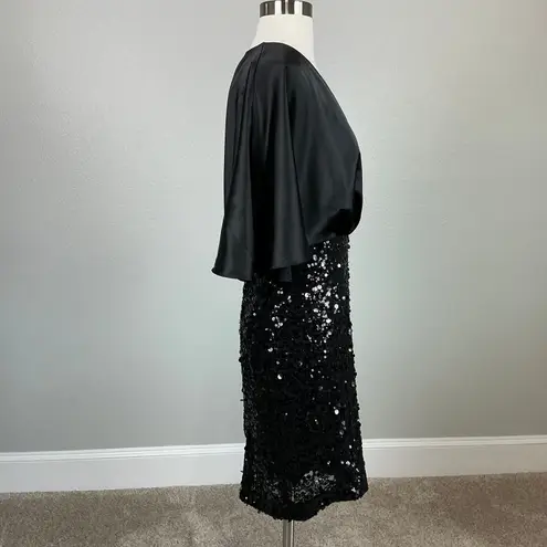Eliza J Satin and Sequined Mini Sheath Sparkly Cocktail Party Dress Black Size 6