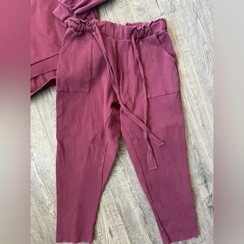 Free People  Beach Maroon Cotton Sweats Set