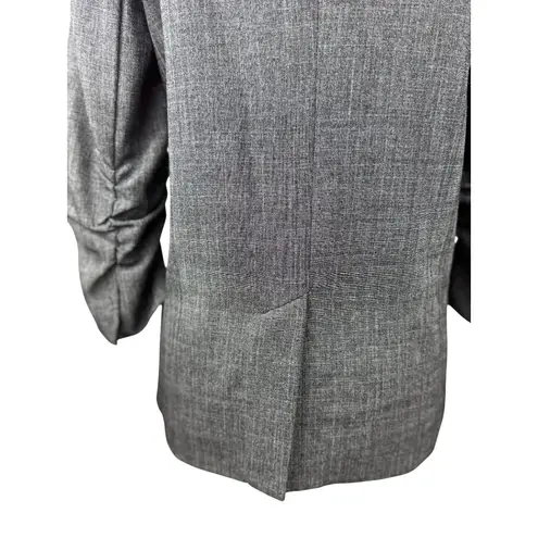 Skies Are Blue S Gray Plaid Knit Blazer Ruched 3/4 Sleeve Lined Jacket Stretch