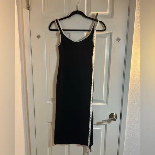 Crescent Black Sheath Midi Dress Spaghetti Strap