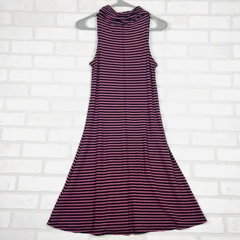 Horny Toad Pink Navy Stripe Sleeveless Cowl Neck A-Line Dress Women's XS