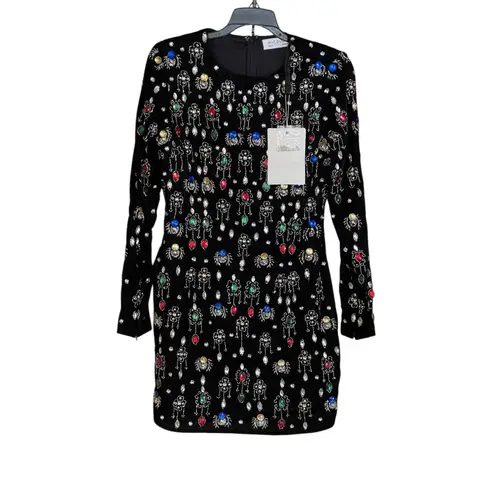 Mac Duggal NWT Size 0 LBD Style 93811 Black Long Sleeve Embellished Mini Dress