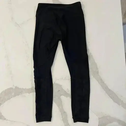 RBX Atheltic Black Leggings Criss Cross Mesh Calf Women’s Small Yoga Athleisure