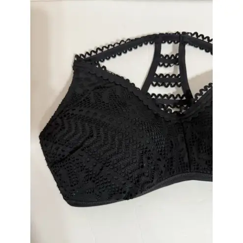 Becca By Rebecca Virtue Black M E-Cup (DD-CUP) Ladder Back Bralette Bikini Top