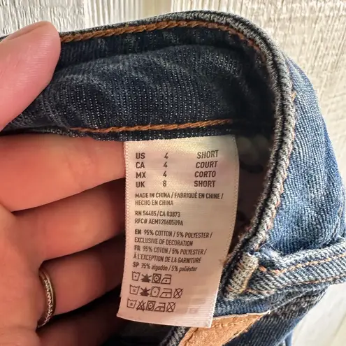 American Eagle  Outfitters Distressed Denim Highest Rise Mini Skirt - Dark Blue