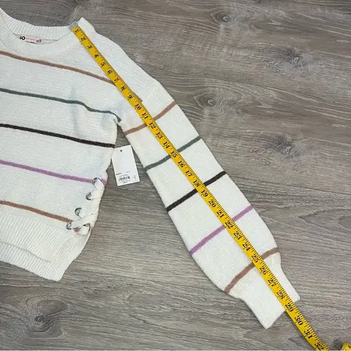 SO  Side Lace-Up Sweater Beige Stripe Size XS