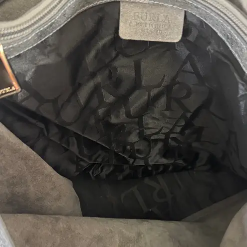 Furla Metallic Silver Leather Tote Bag EUC