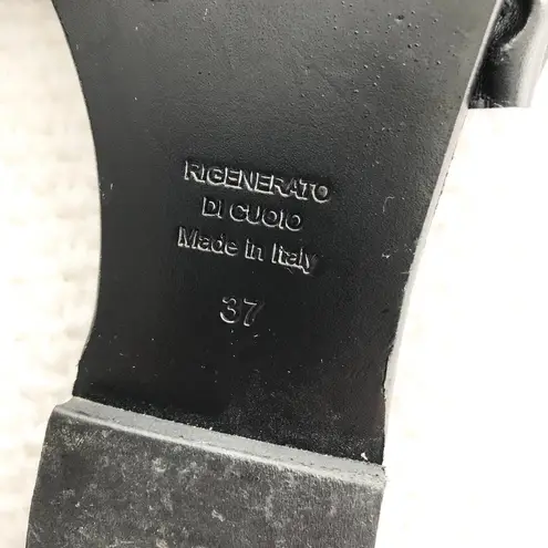 Rigenerato Victor Black Leather Ruffle Trim Simple Slide Slip On Sandals 37 Size 6