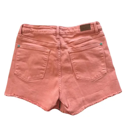 Judy Blue Women's Mid Rise Peach Distressed Jean Shorts Orange Size Large Summer