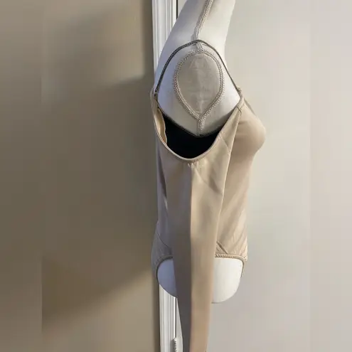 Maniere De Voir bodysuit faux leather long sleeves Medium