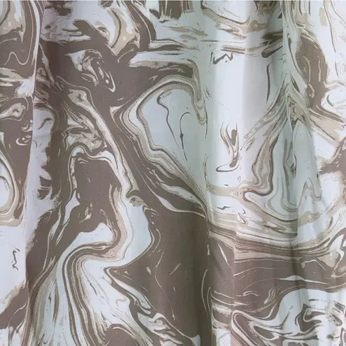 August Sky Size Large Cream & Tan Long Balloon Sleeves Square Neck Tie B…