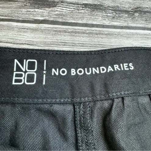 No Boundaries NOBO  Women's Box Pleat Black Denim Mini Jean Skirt 11 Zip Zipper
