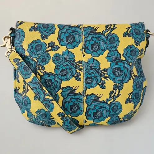 Foley + Corinna Kayla Lemon & Teal Floral Print Vegan Foldover Tote Bag