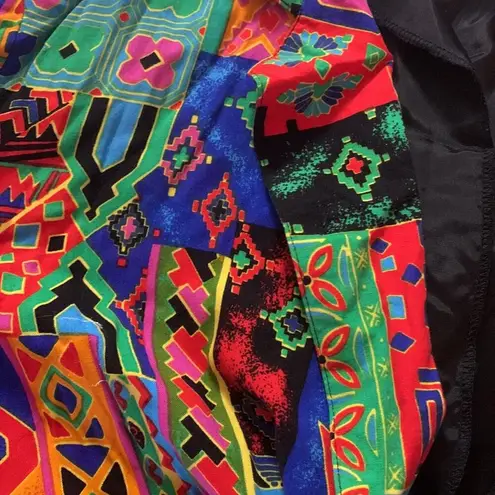 NY Invasion womens medium blazer abstract bright 80s cool unique funky Blue