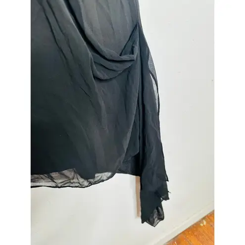 HALSTON Black Draped Asymmetrical Sleeveless Tank Top Size 6