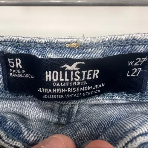 Hollister Ultra High-Rise Mom Jean w/printed happy faces deconstructed size 5R
