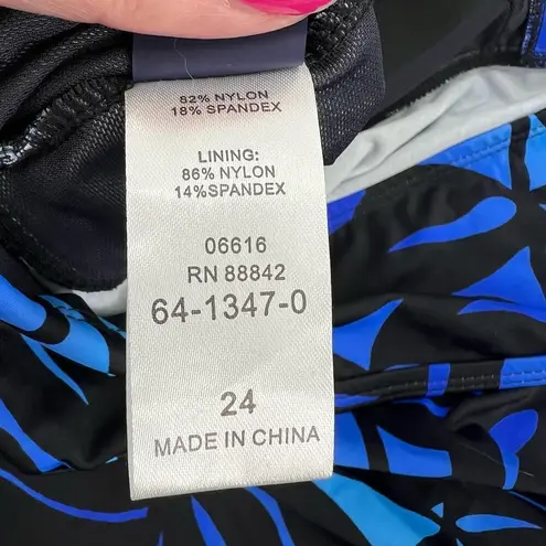 NEW Swimsuits for all sapo print women's blue & black halter tankini top size 24