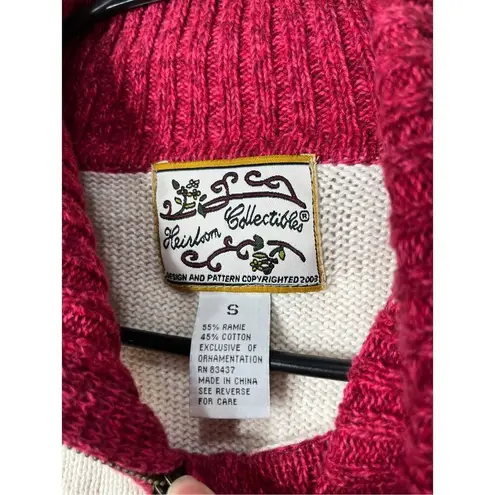 Vintage Heirloom Collectibles Cardigan Sweater Zip Up Red Fair Isle S
